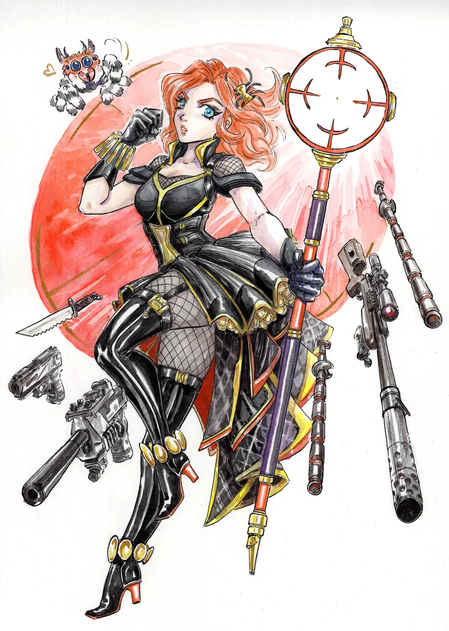 Private commission artwork: Black Widow magical girl.